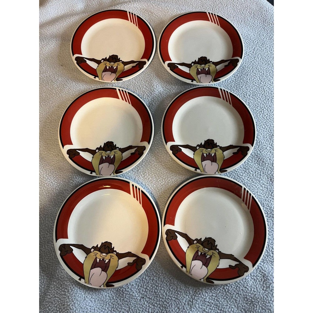Lot Of 6 Tasmanian Devil Looney Tunes Vintage Plates. Gibson 1999.